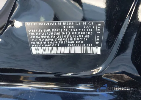 2016 Volkswagen Jetta 1.4T Se из США, поврежденный, VIN 3VWD67AJ2GM322014